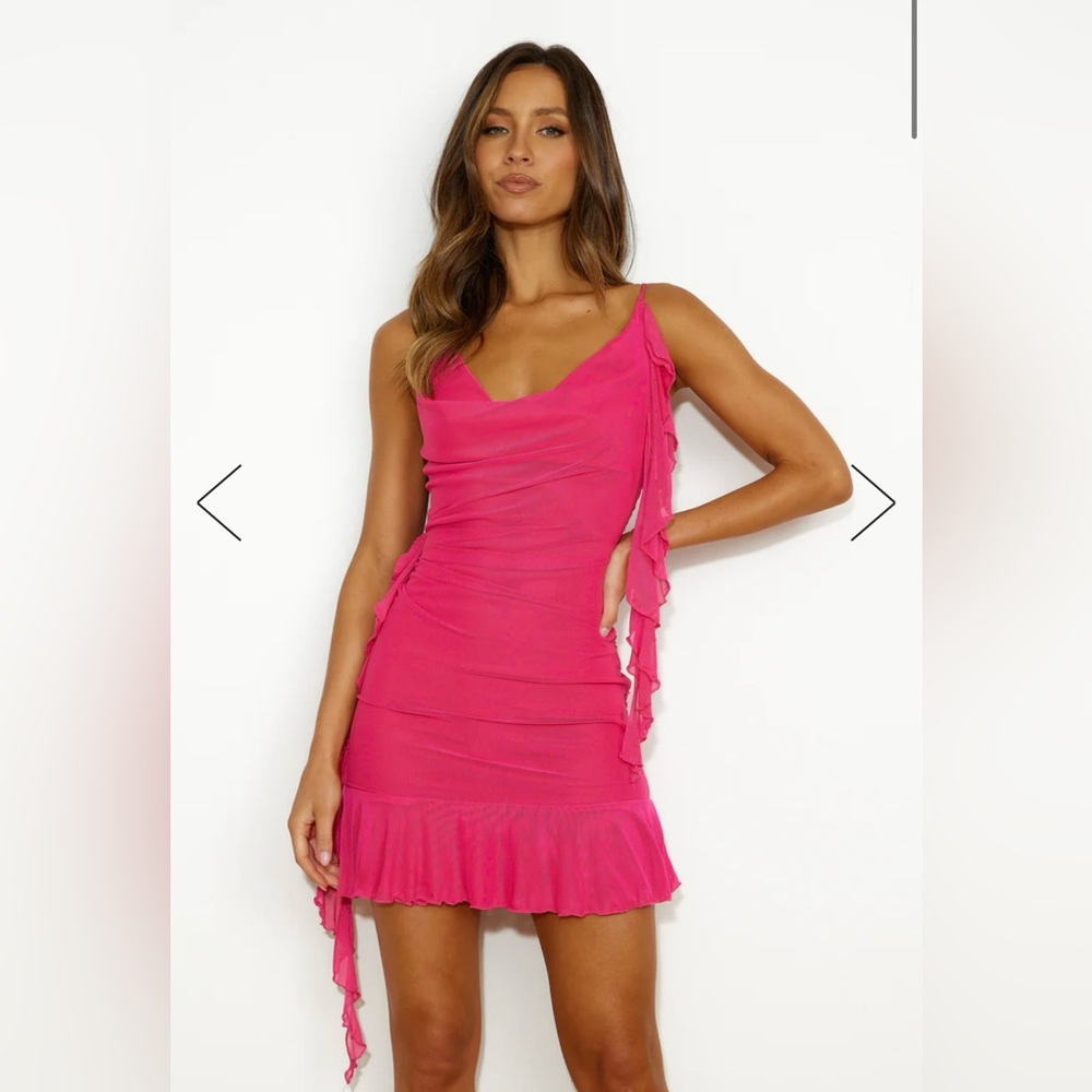 Hello Molly - SHE'S FLIRTY MESH MINI DRESS PINK